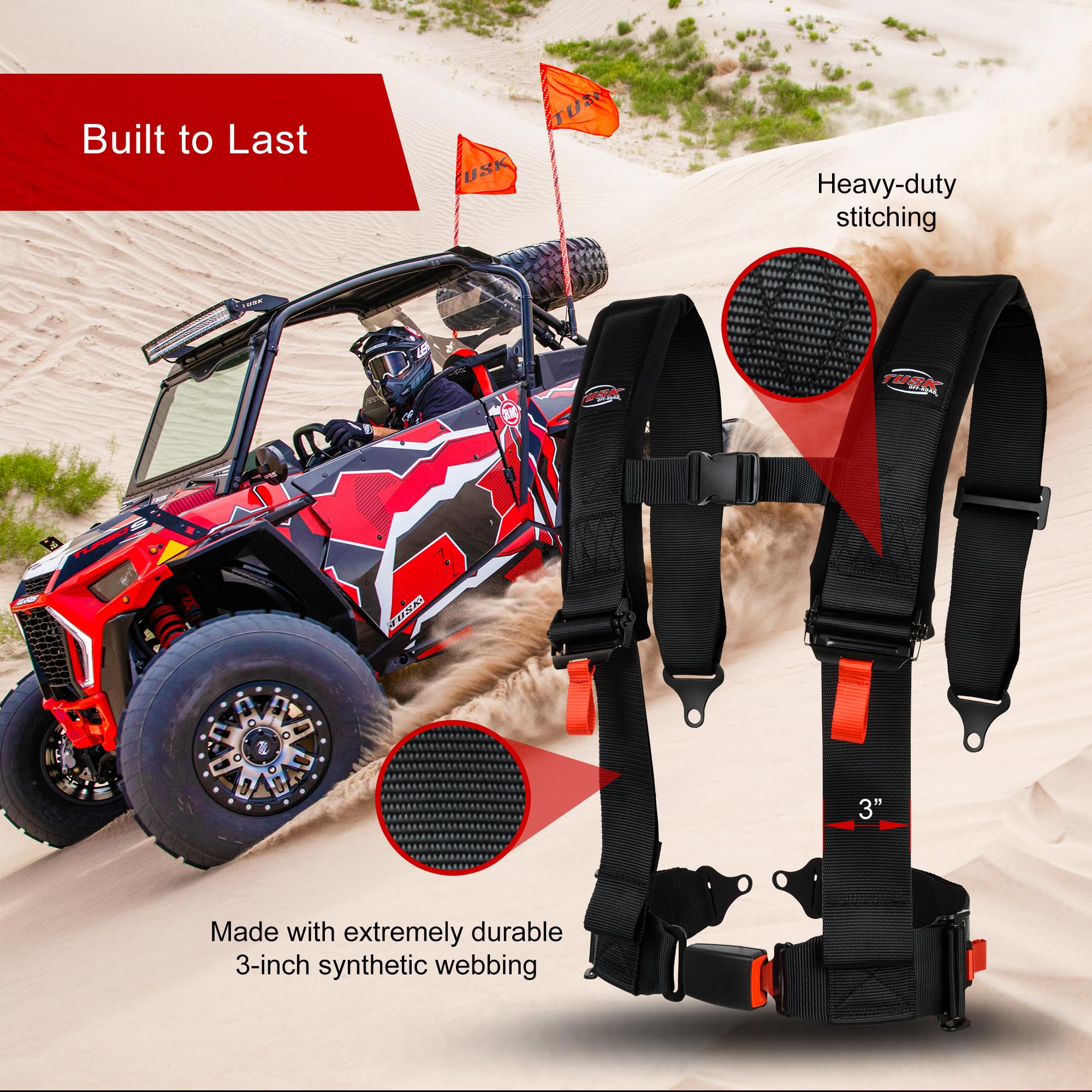 TUSK 4 Point 3 inch H-Style Safety Harness Kit | 2-Seater | Talon 1000R/1000X