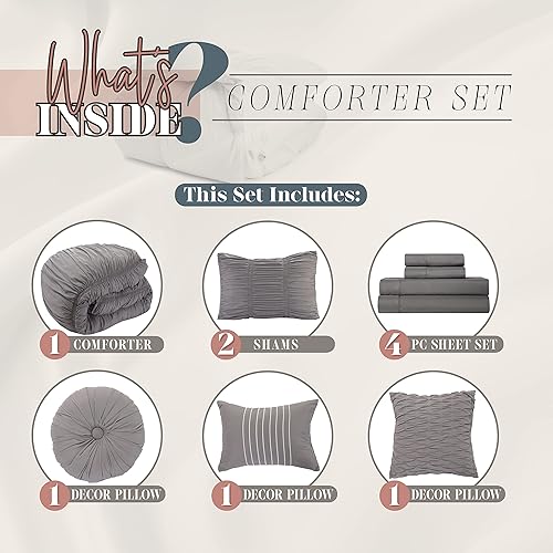 Miniatura 9 de Elegant Comfort El juego de edredón plisado de 10 piezas más suave y acogedor, con volantes fruncidos con almohadas decorativas y sábana bajera con