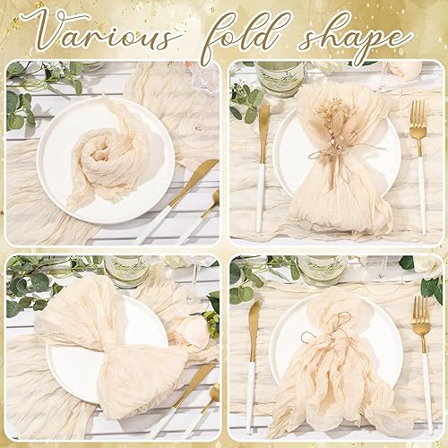 Miniatura 3 de Mixweer 50 servilletas de gasa de 20 x 20 pulgadas, servilletas de algodón de gasa arrugada, servilletas de tela de queso, servilletas de tela