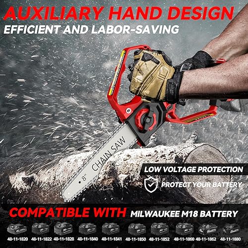 Miniatura 3 de Mini motosierra para batería Miwaukee M18, motosierra eléctrica inalámbrica 2 en 1 de 8 y 6 pulgadas con motor sin escobillas y engrasador