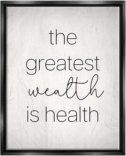 Miniatura 15 de Stupell Industries Greatest Wealth Is Health Phrase - Arte de pared enmarcado flotante, diseño de Lil' Rue Flotador dorado enmarcado