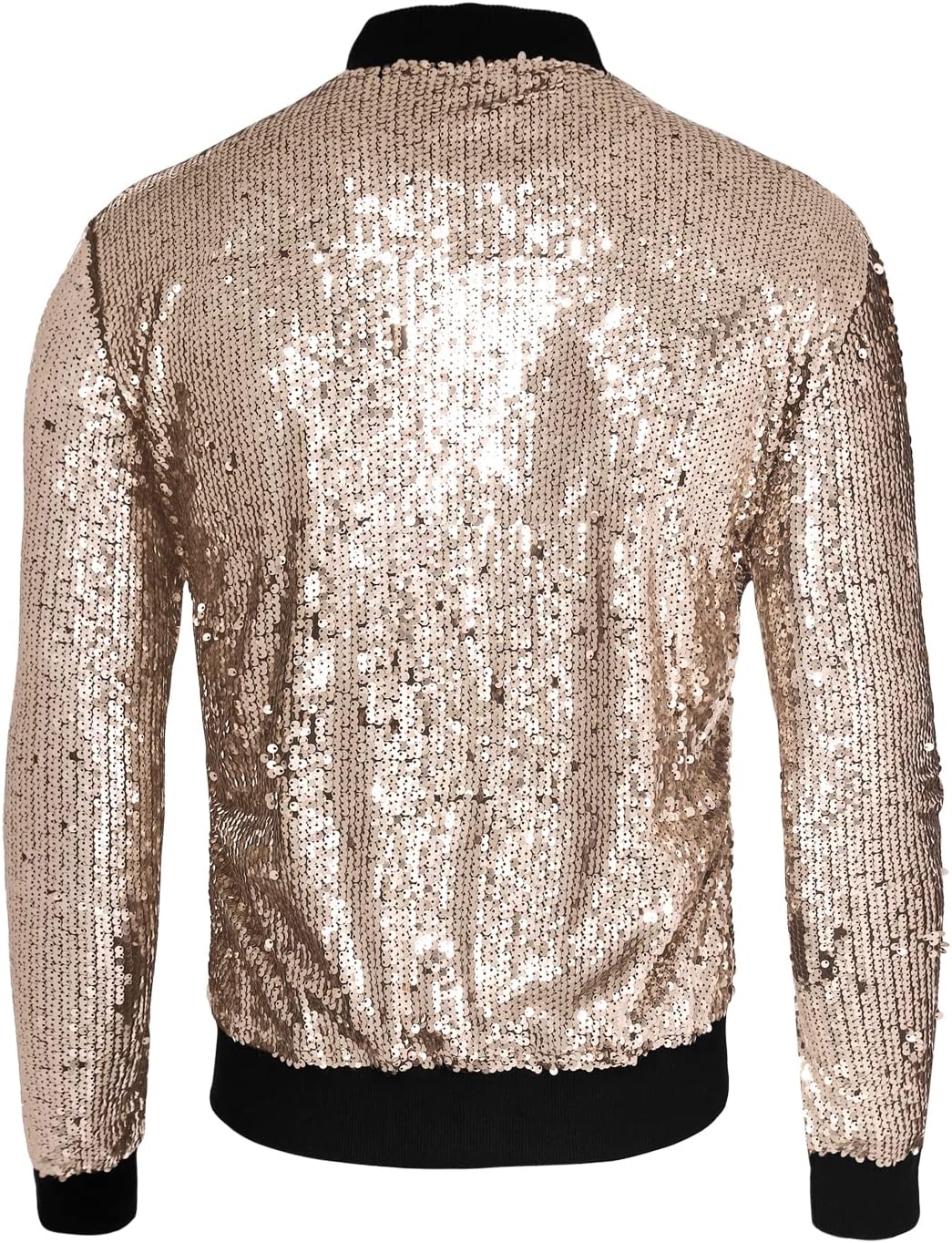 Lars Amadeus Men's Varsity Jacket Halloween Party Disco Shiny Sparkly Glitter Bomber Sequins Jacket