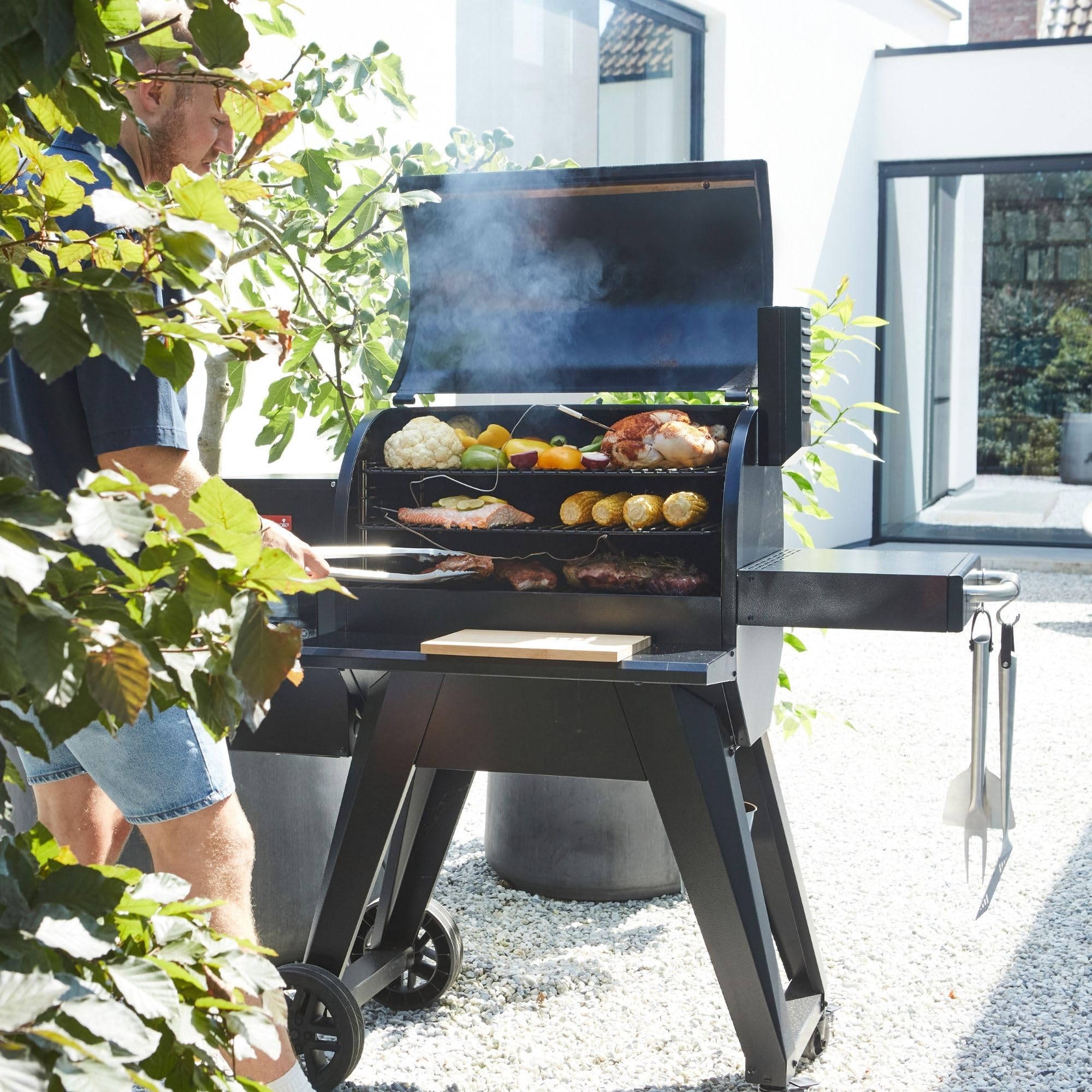 Barbecook Barbecue A Pellet Arthur, Griglia A Pellet Con 3 Griglie