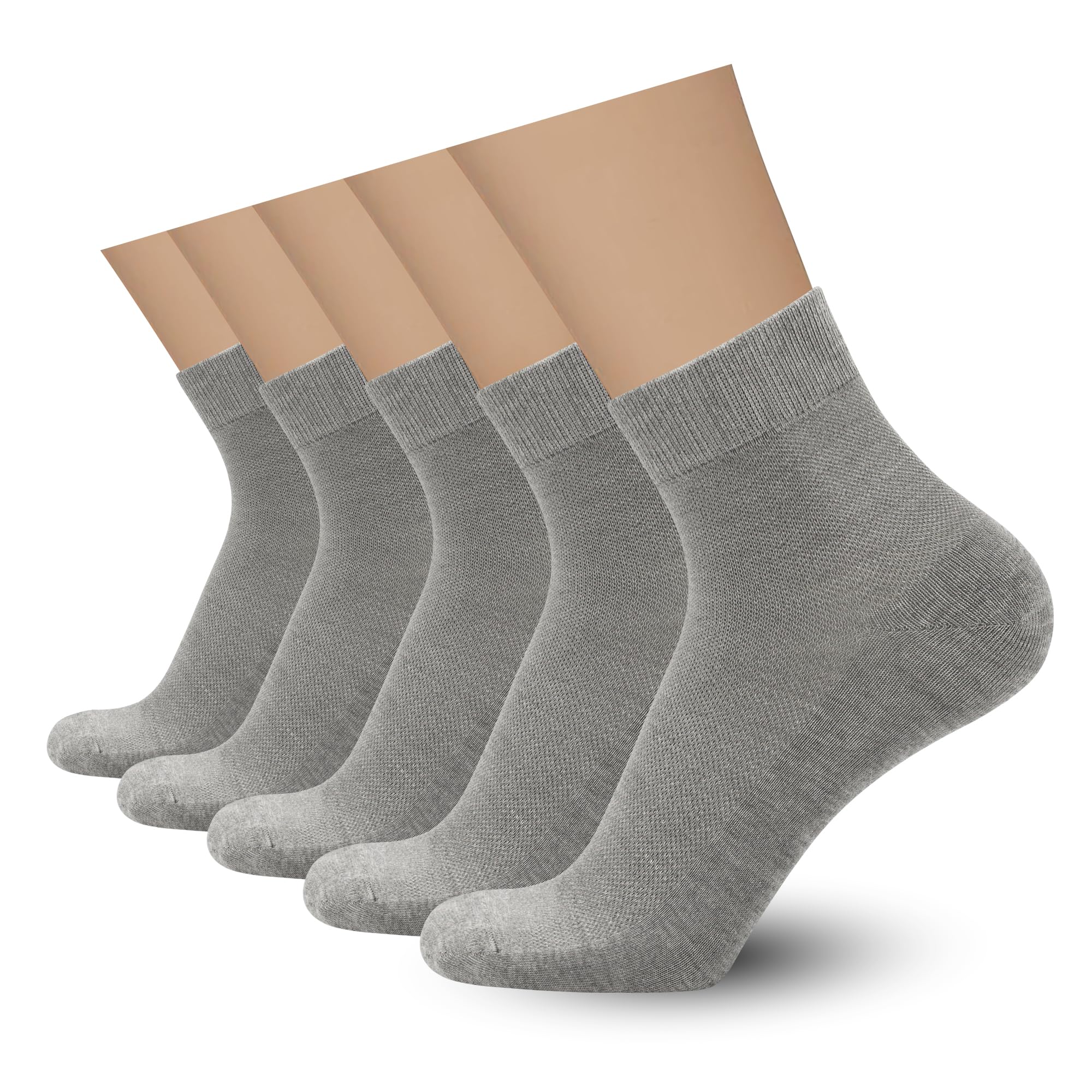 Photo 1 of **RUN BIG*** SERISIMPLE Mens Rayon Bamboo Ankle Breathable Socks Thin Quarter Athletic Comfortable Casual Mesh Socks 5 Pairs (US, Alpha, X-Large, Regular, Regular, Grey)