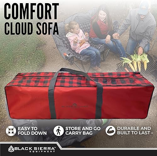 Miniatura 9 de Black Sierra - Sofá de campamento acolchado de felpa de gran tamaño, sofá biplaza portátil para exteriores soporta 500 libras, sofá plegable XL con