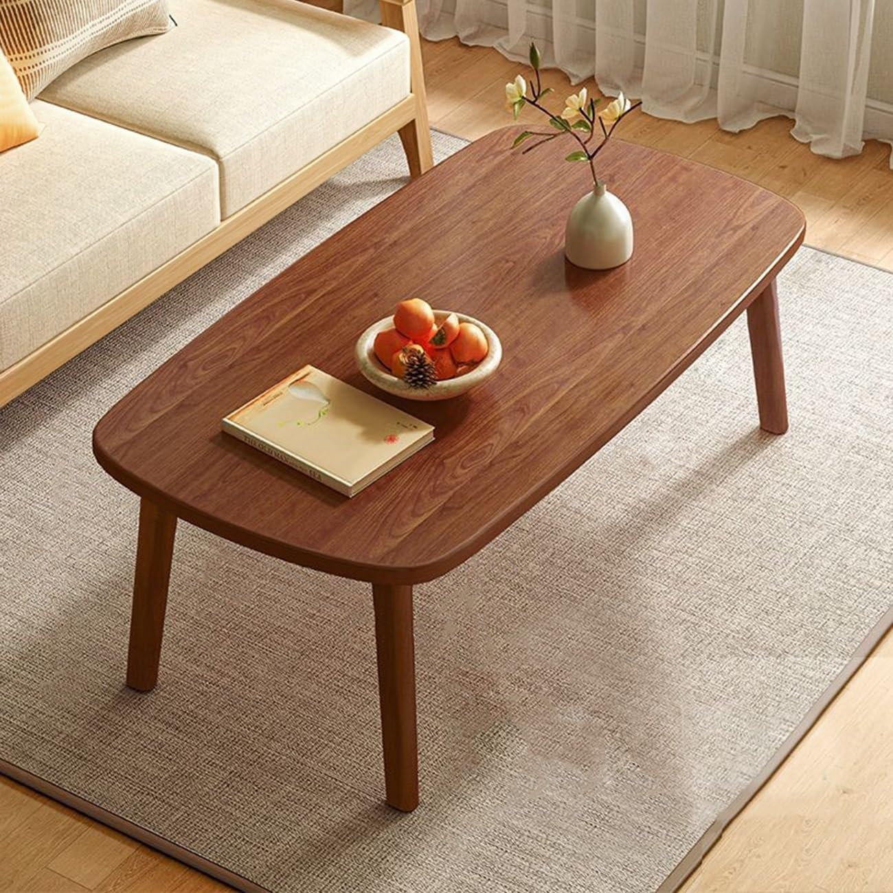 HshDUti Kleine salontafel, midden eeuw moderne theetafel voor woonkamer centrum minimalistische display salontafel, wolkvormige ovale houten tafel, witte salontafels voor kleine ruimte 40 L x 20 B x