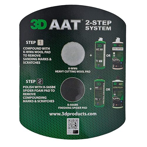 Miniatura 6 de 3D Almohadilla de corte de lana de cordero, cortes de compuestos pesados de nivel rápido, acabado superior para superficies pintadas automotrices,