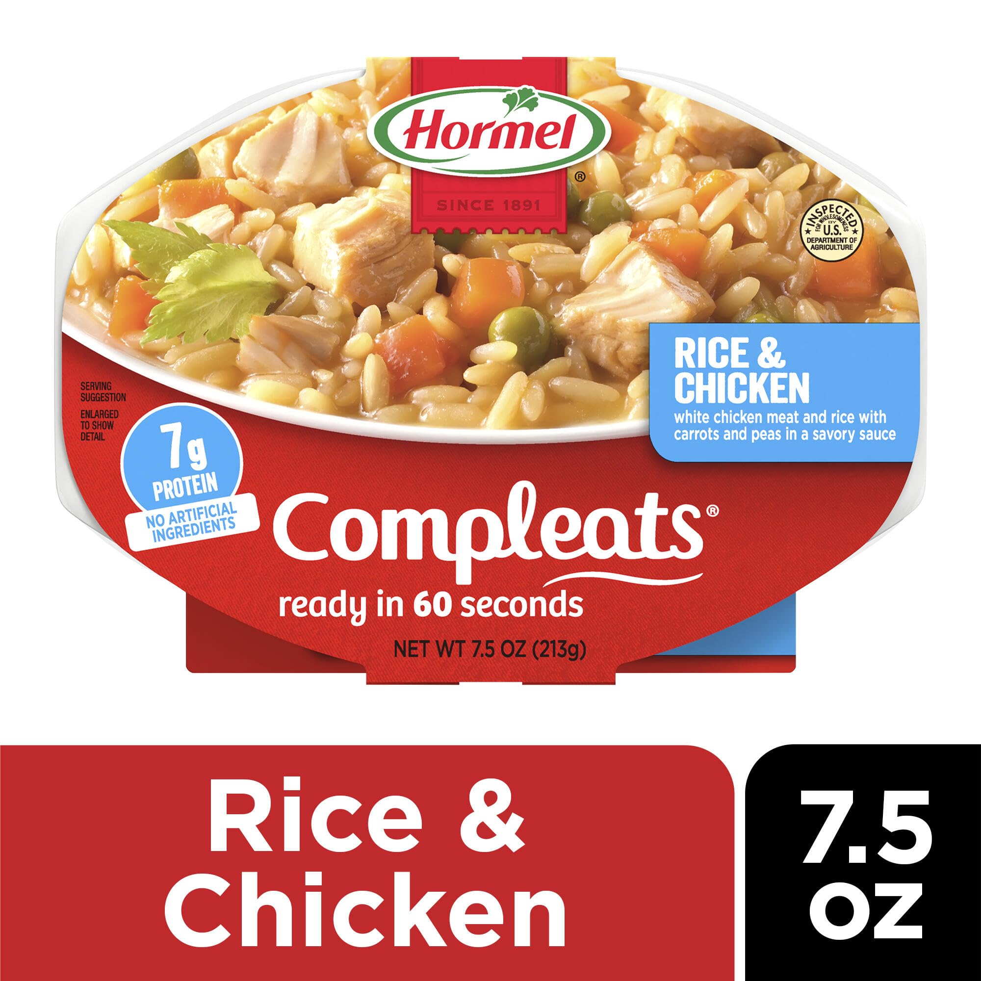 HORMEL COMPLEATS Rice & Chicken Microwave Tray, 7.5 Ounces (Pack of 7)