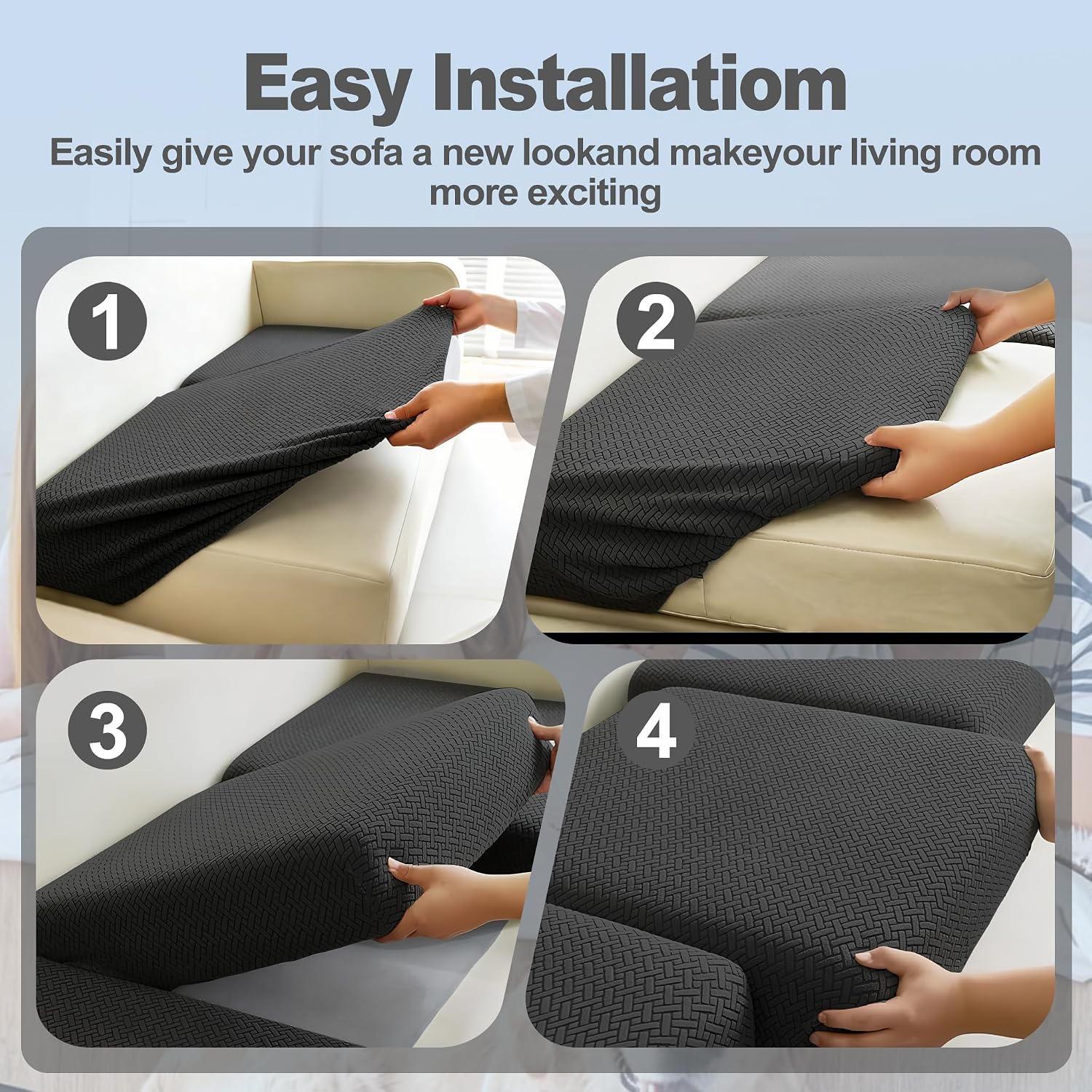 2 Piece RV Couch Covers for Sofa Bed，RV Jackknife Sofa Cover for Stretchable Backrest & Seat Covers, Non Slip Washable Furniture Slipcover for Pet Friendly