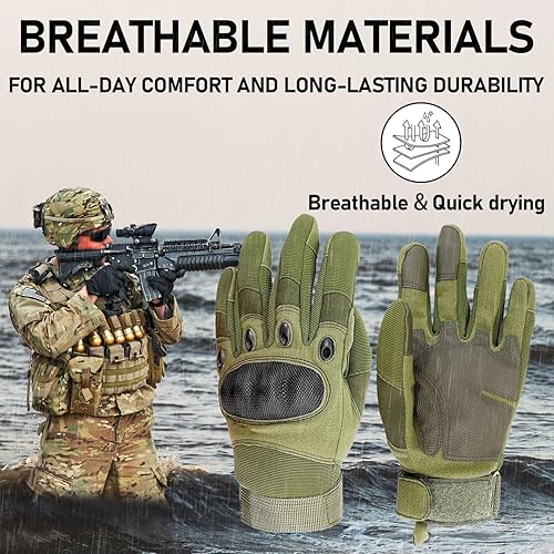 Miniatura 2 de Sutekus Guantes tácticos duros para nudillos con dedos para pantalla táctil, equipo de mano para senderismo, camping, caza, combate, tiro, ciclismo,