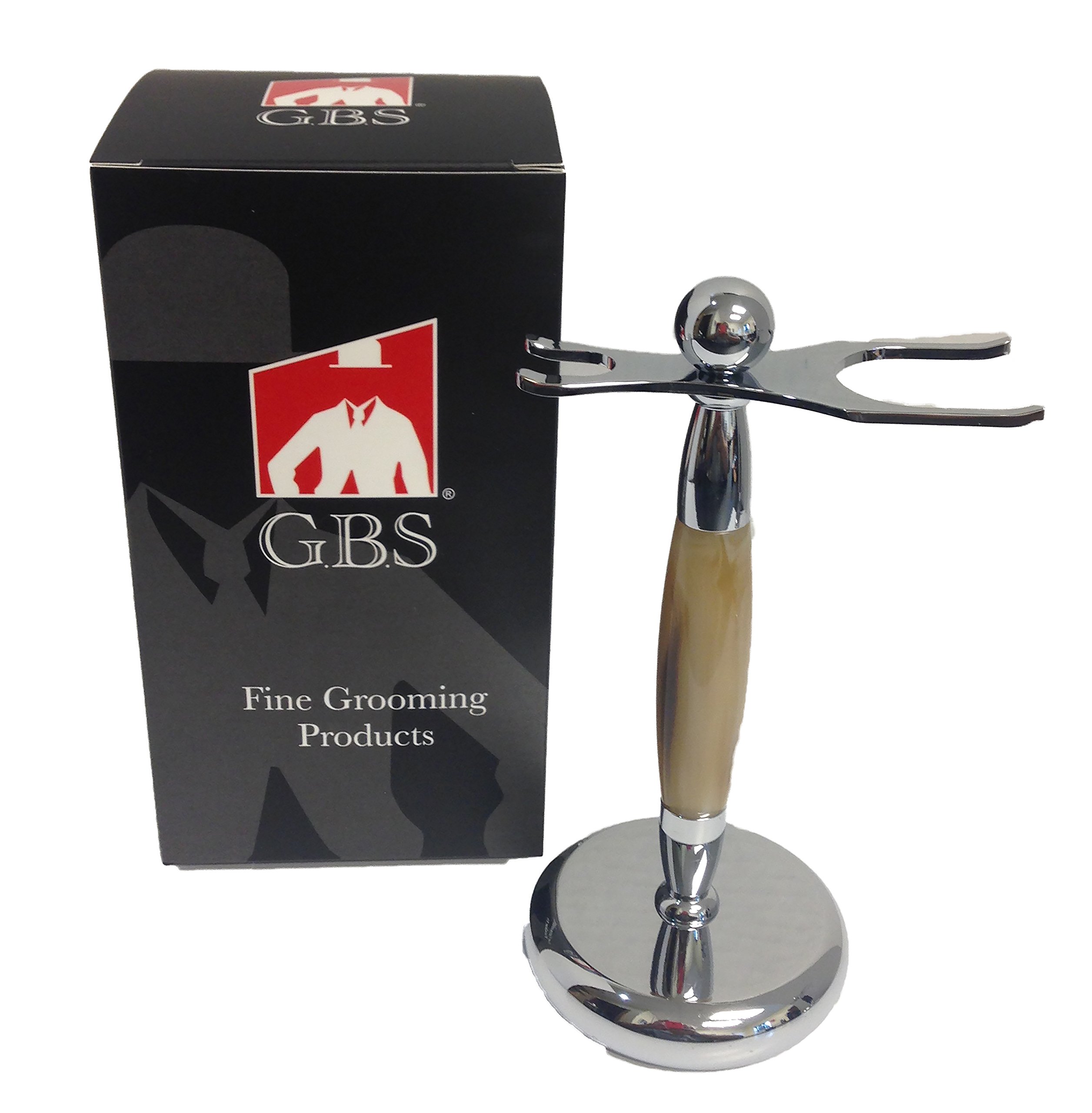 G.B.S Chrome Horn Accent Dual Stand for Shaving Brush and Razor, Stand to Shaving Brush and Razor, Opening for Brush and Razor
