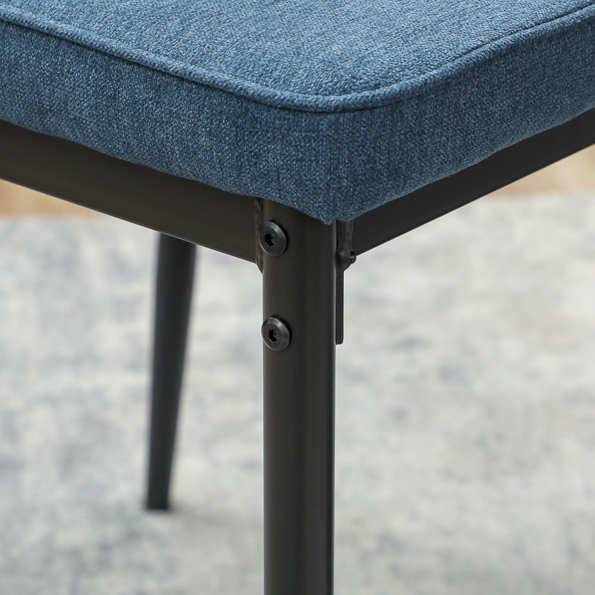 HOMCOM Juego de 2 Sillas de Comedor Modernas Sillas de Cocina con Asiento Acolchado y Tapizado Respaldo Curvo Patas de Acero para Salón Dormitorio Azul