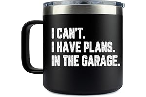 KLUBI Gifts for Dad: Can't, Plans in the Garage 14oz Black Cup