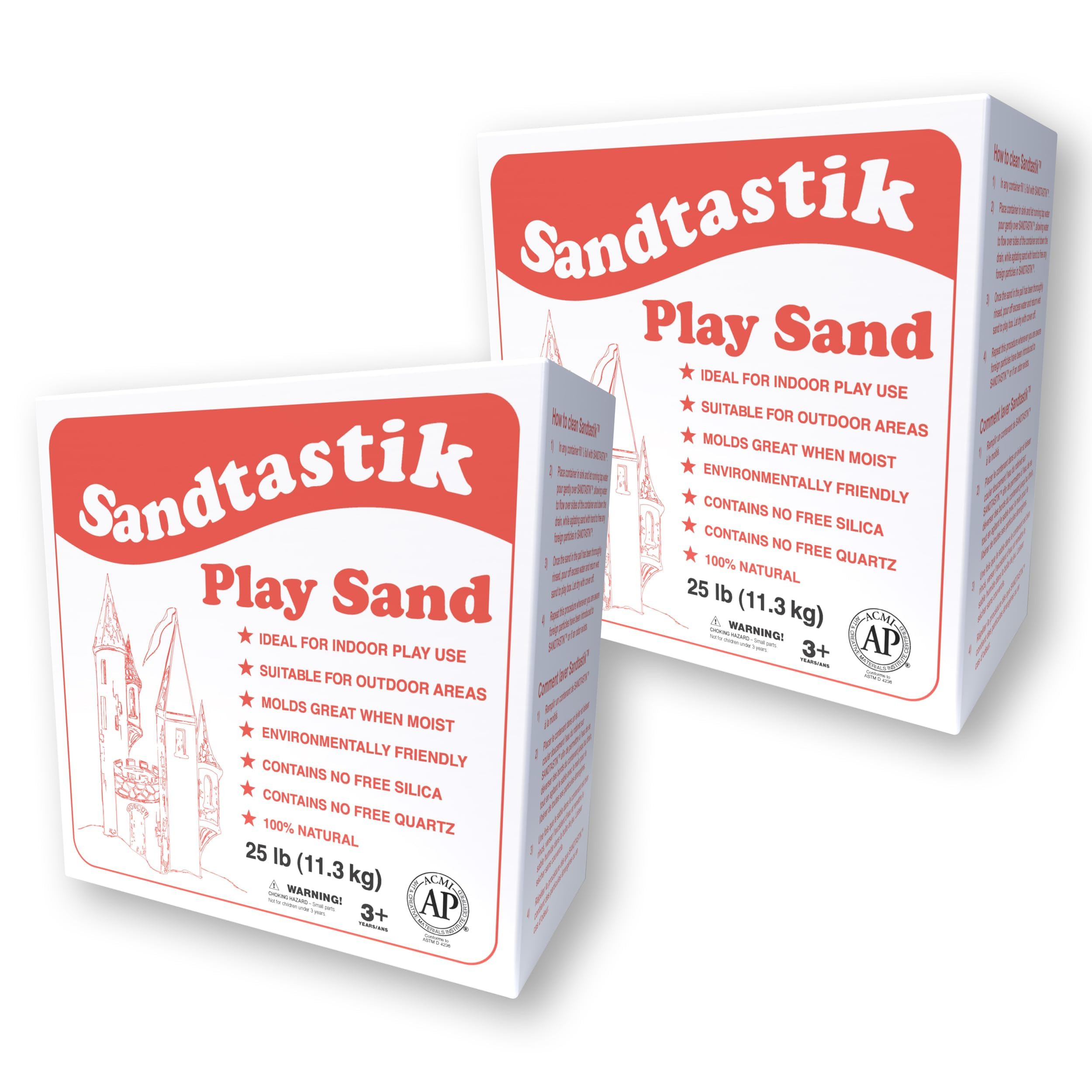 Sandtastik Sparkling White Play Sand, 50 lb (22.6 kg) - Fill Sandboxes, Sand Trays, Sensory Tables, Water Tables! Scoop, Mold & Pour This Premium Non-Toxic Sand
