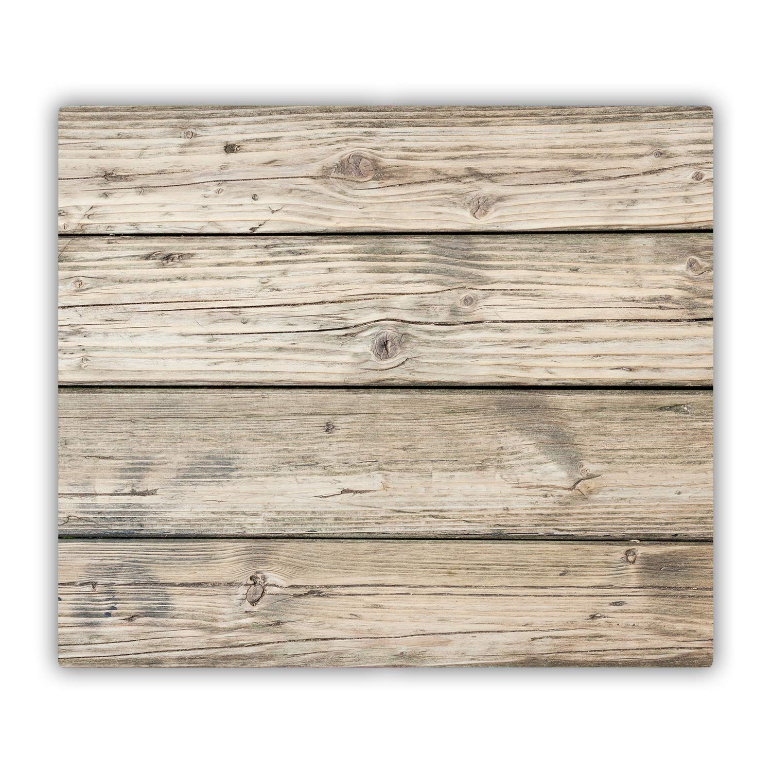 Tulup Tabla De Cortar Cocina 60x52cm - Vidrio Protector De Placa De Induccion - Madera