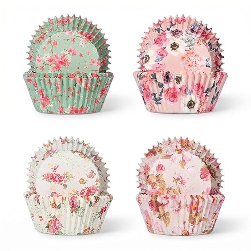 100 Pcs Floral Cupcake Liners, 2 Inch Paper Baking Cupcake