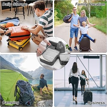Suitcase Organiser Set 10 Pieces Packing Cubes for Suitcase Travel Accessories Suitcase Organiser Set Clothes Bags Packing Cubes Cosmetic Travel Organiser Packing Bags for Suitcases (Black)