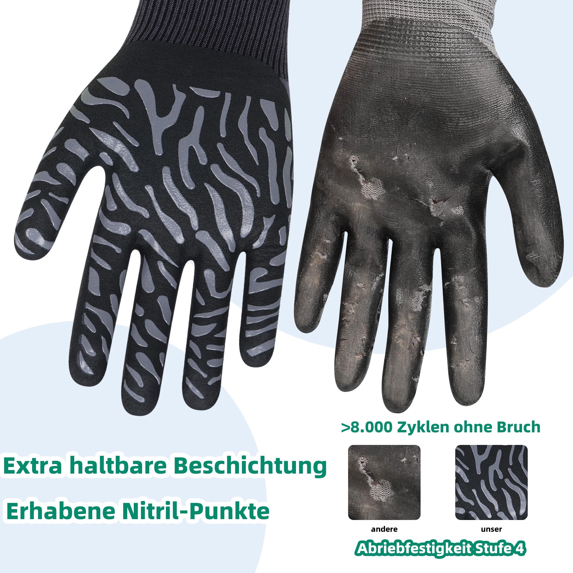 Guanti da lavoro, SF001G rivestito in nitrile leggero resistente all'olio, guanti protettivi in nylon senza cuciture per lavoro, auto, cuscinetti (greu 12 paia, 9/L)