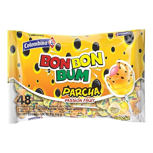 Miniatura 44 de PALETA RELLENA DE CHICLE BON BON BUM COLOMBINA, SABOR A MARACUYá, 24