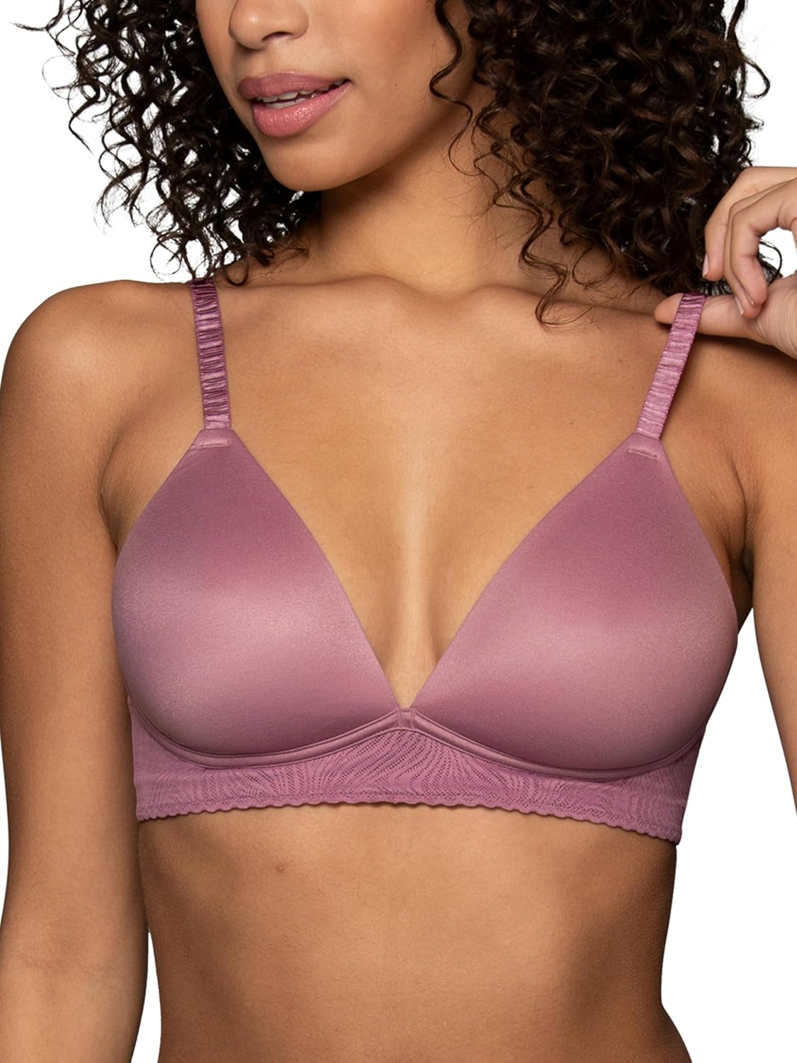 Vanity Fair Women's Effortless Wireless Bra, Buttery Soft Fabric & Lightweight Memory Foam Cups up to DD 38C Enchanted Mauve Lace