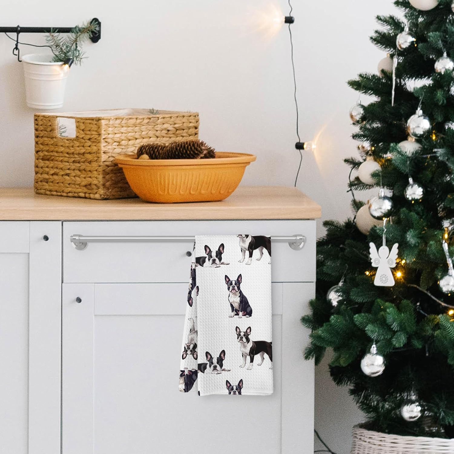 Boston Terrier Gifts Kitchen Towels, Boston Terrier Gifts for Women Dish Tea Towels for Kitchen Decor, Dog Hand Towels for Bathroom, Dog Bathroom Decor, 16x24 Inches - Image 4