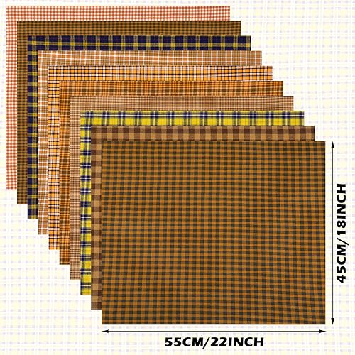 Miniatura 2 de 10 piezas de tela de otoño de 18 x 22 pulgadas a cuadros hechos en casa, cuadrados precortados de tela de Acción de Gracias para álbumes de