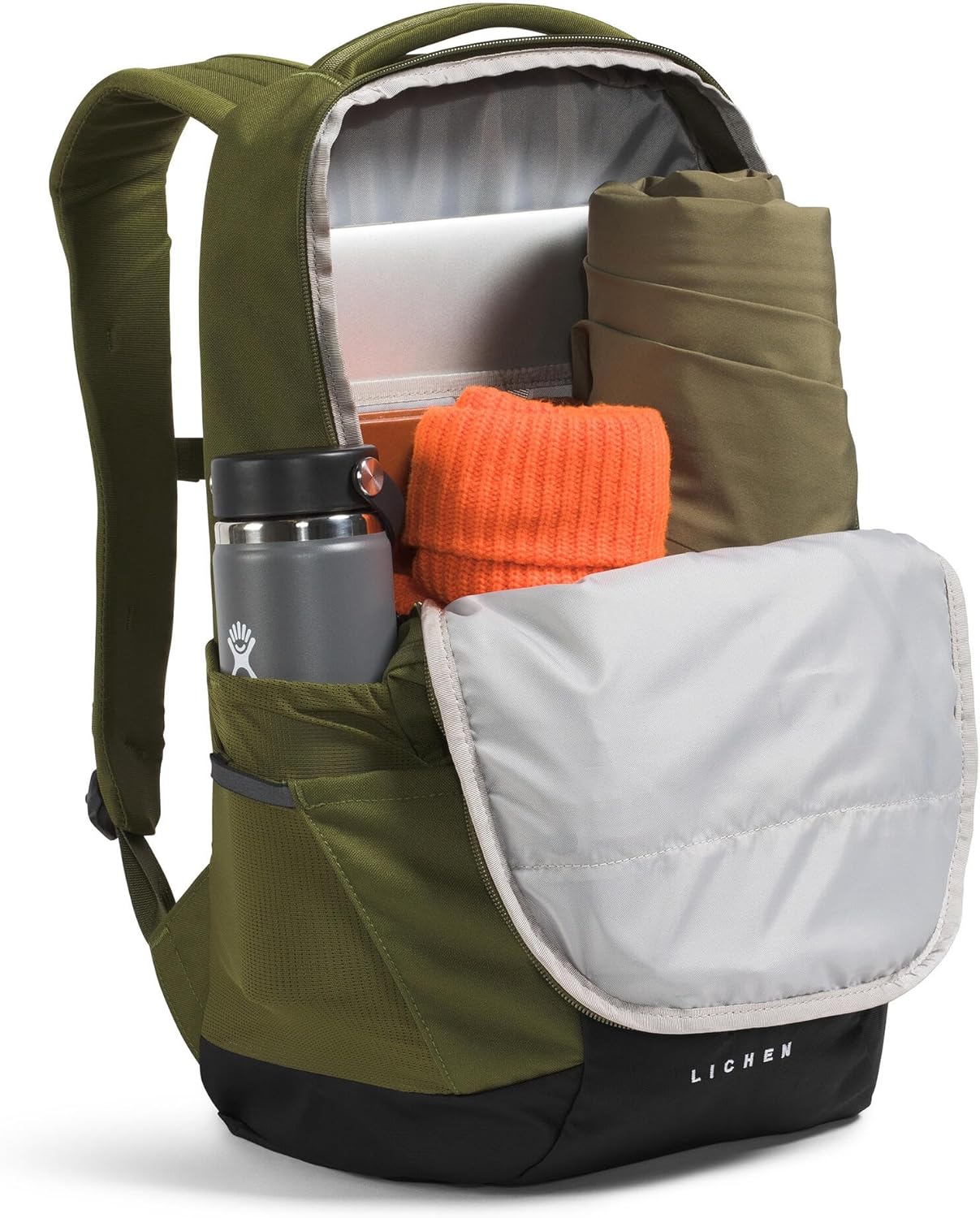 The North Face Lichen Daypack - Everyday Commuter Backpack, 16" Laptop Sleeve, Water Bottle Pockets, Center Front Pouch, Woodland Green/TNF Black, One Size - Image 4