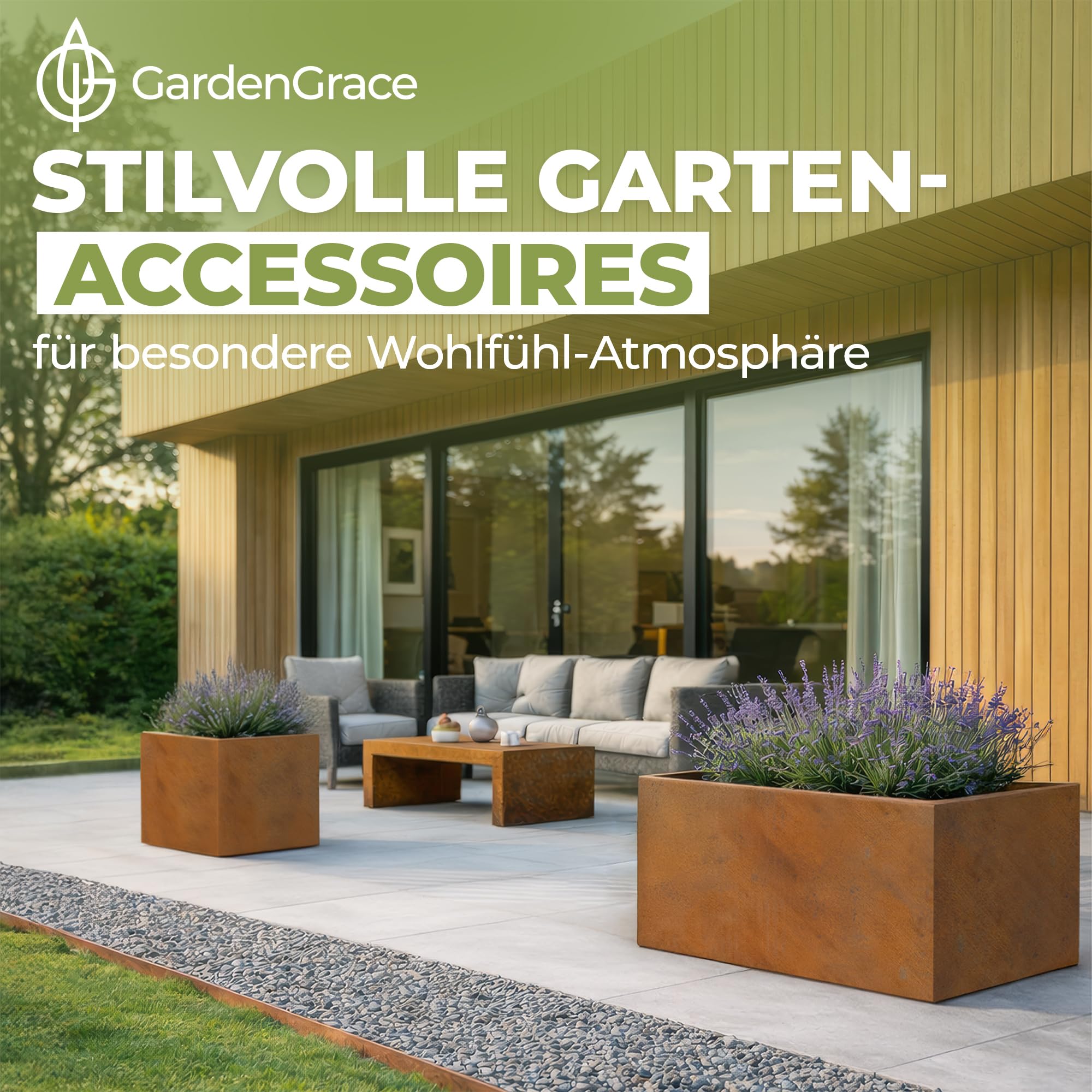 GardenGrace Pflanzkübel Cortenstahl, Quadratisch, Rost-Optik, Extra Stabil 2mm Dicke, Bereits Gerostet (40x40x40)