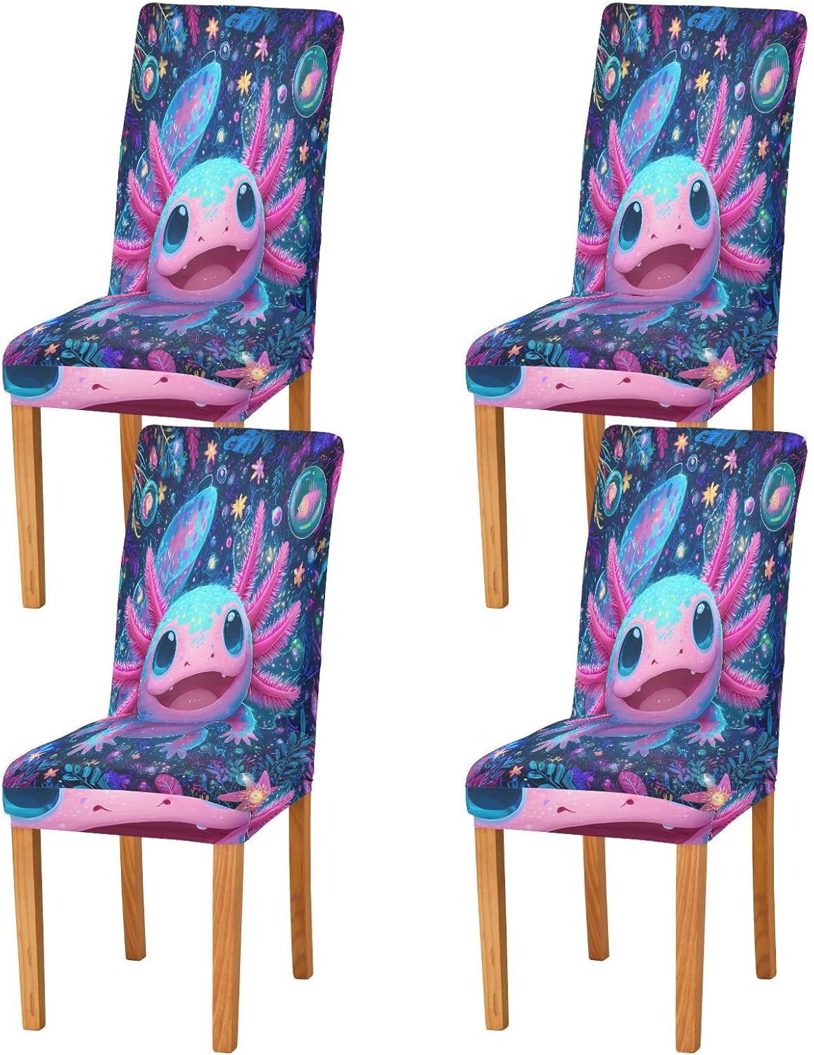 ALAZA Chair Covers for Dining Room, Salamander Leaves Stretch Chair Cover Sets Chair Protector Removable Washable for Ktichen Restaurant Hotel