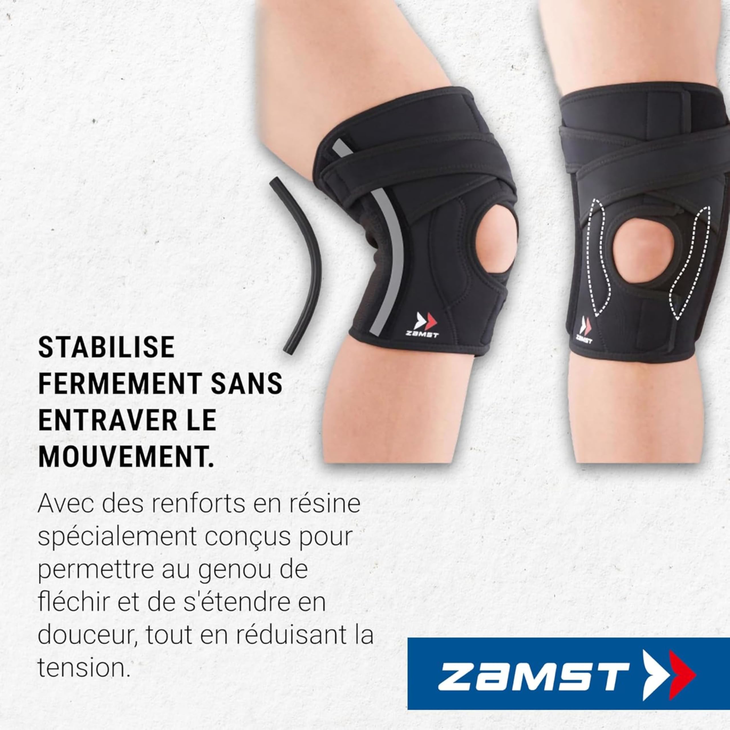 Zamst EK-5 Genouillère de sport à compression ajustable - Genouillère avec stabilisation latérale pour hommes et femmes, pour un soutien général du genou et soulagement de la douleur - Taille L