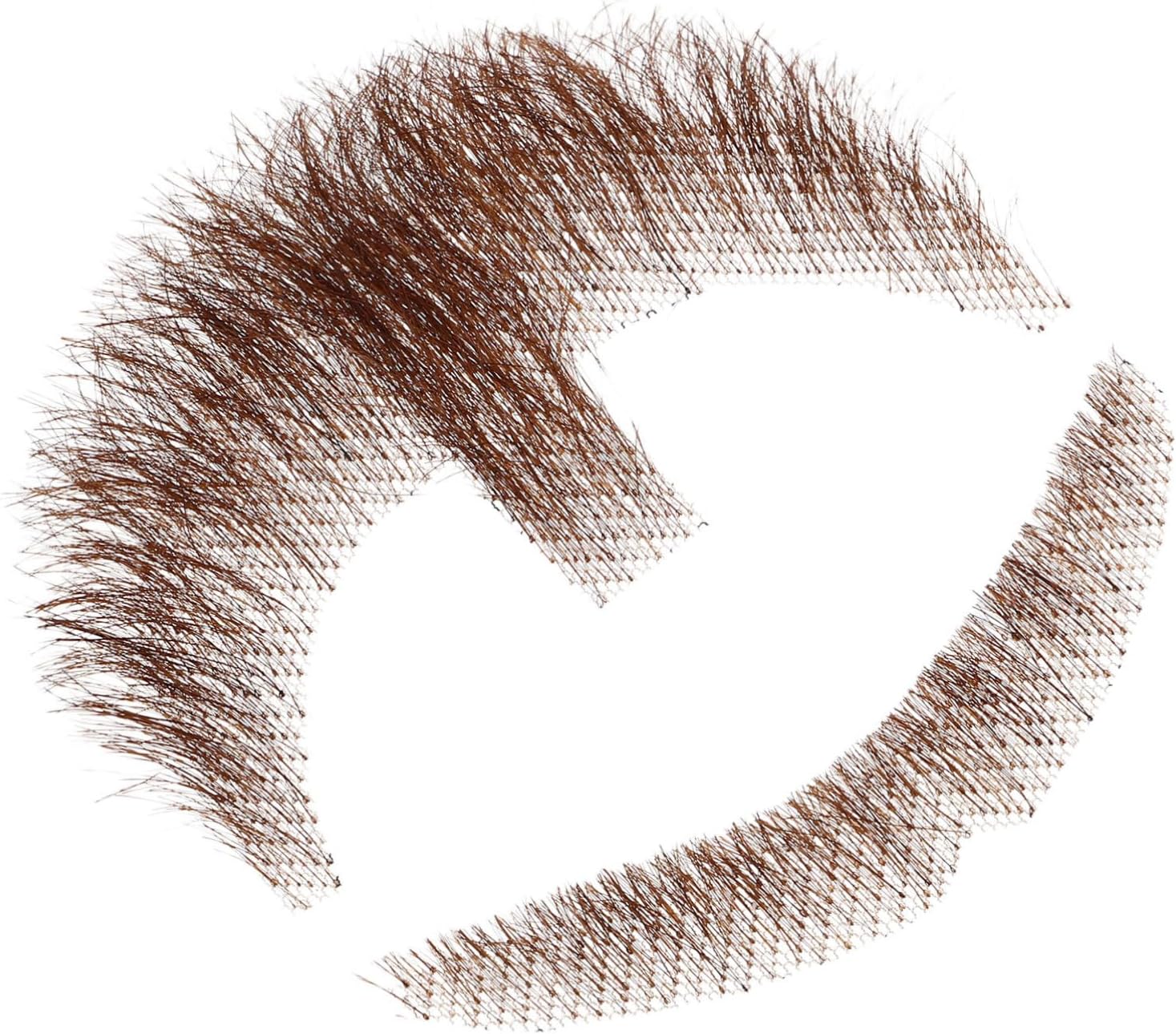 1set Realistic Human Hair Beard Cosplay and Halloween Comfortable and Versatile Fake Facial Hair for Men for Film and Theater Roles Light Brown