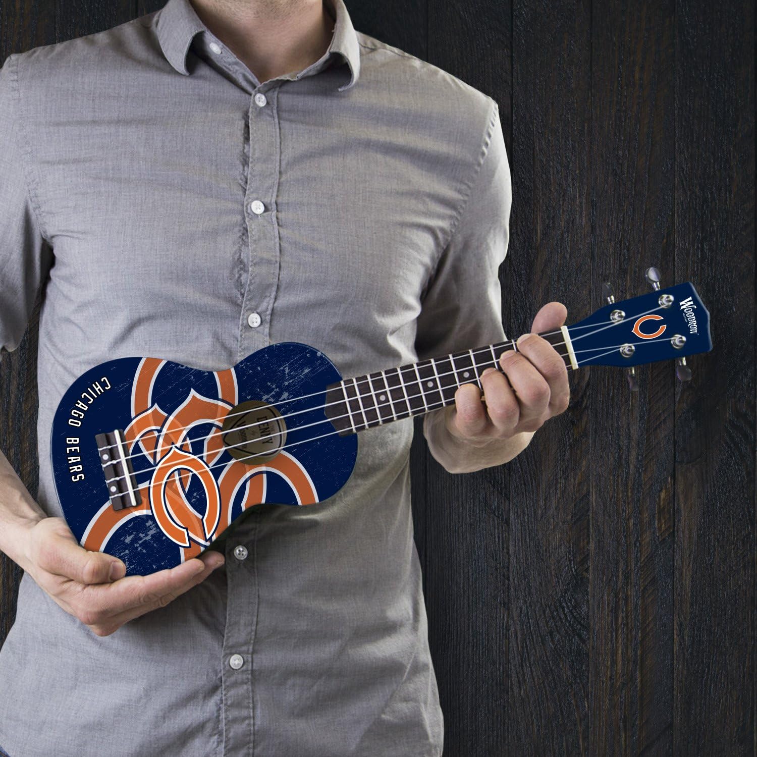 Woodrow Guitar by The Sports Vault NFL Chicago Bears Ukulele, blue, 21-inch x 7-inch