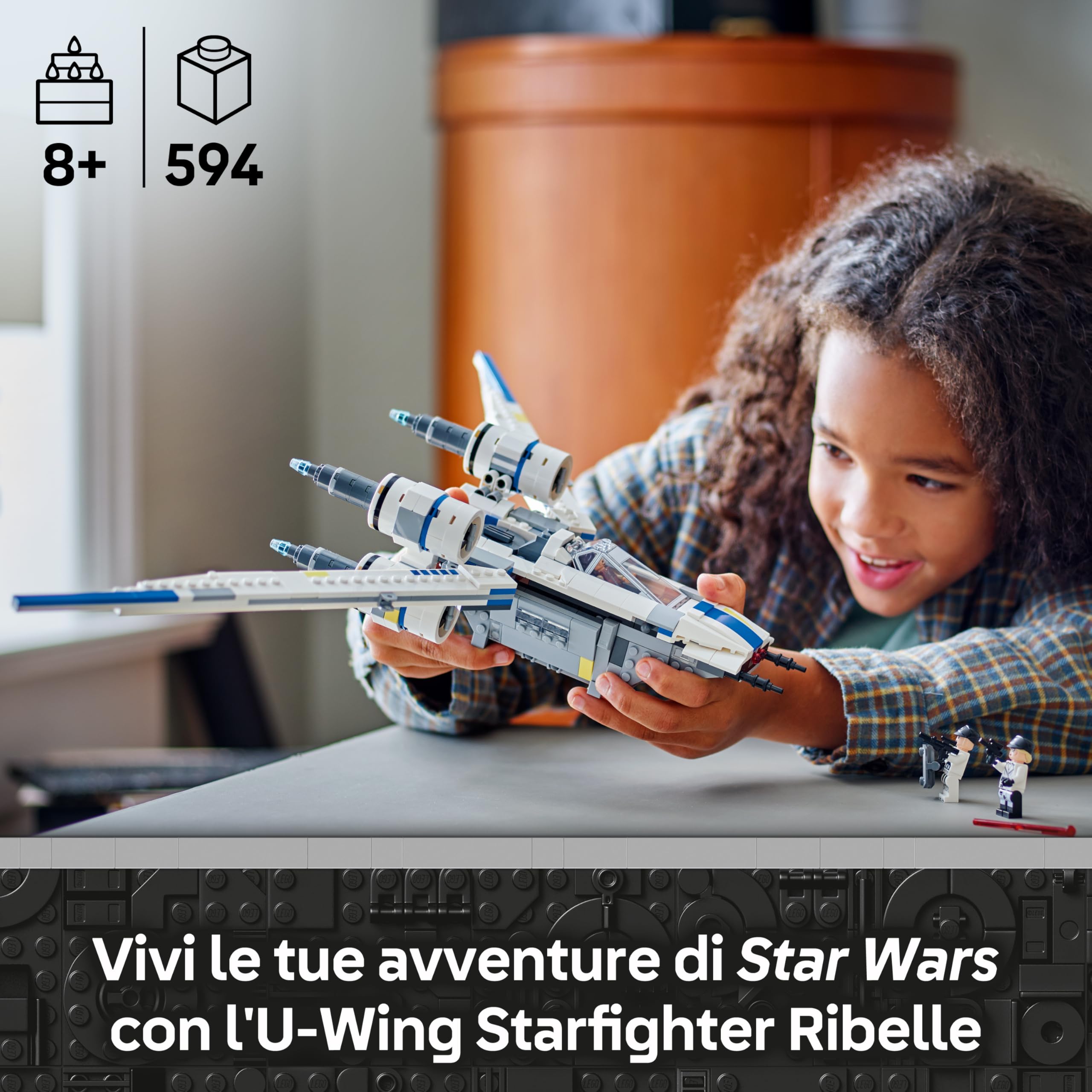 LEGO Star Wars 75399 U-Wing Starfighter Ribelle - Astronave Giocattolo da Costruire con Funzione Swing-Wing, 3 Minifigure e 1 Droide K-2SO - Regalo per Bambini da 8 Anni Fan della Stagione 2 di Andor