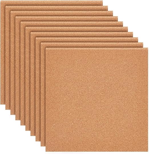 BENECREAT 8 Pack 12x12 Inch Cork Board 3mm Thick Cork
