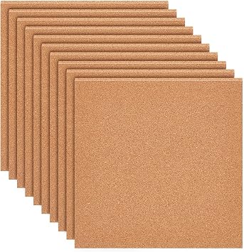 BENECREAT 8 Pack 12x12 Inch Cork Board 3mm Thick Cork Board Tiles Square Cork Tiles Coaster Cork Sheets Tiles for Bulletin Boards, Wall Decoration, DIY Crafts