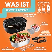 TRAVELISIMO elektromos fűthető ebédtartó 3 az 1-ben 1.5 L 100 W melegen tartó 12 V 24 V 220 V munka autó teherautó 5