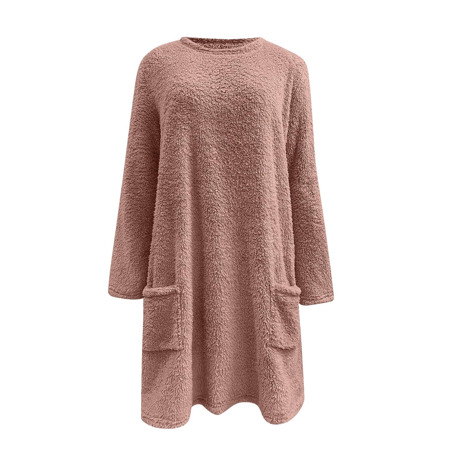 Da Donna A Maniche Lunghe con Pullover, Autunno E Inverno, in Morbido Pile Doppio, Rilievo Comodo Abbigliamento Casa per Le Notti Fredde Natale Pigiami Coppia Pigiama Lungo Cotone Mezza