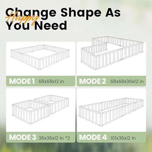 Miniatura 5 de King Bird juego de arriates elevados y extragruesos de 2 capas con marco reforzado, 68 x 36 x 12 pulgadas, 2 unidades, arriates de acero galvanizado