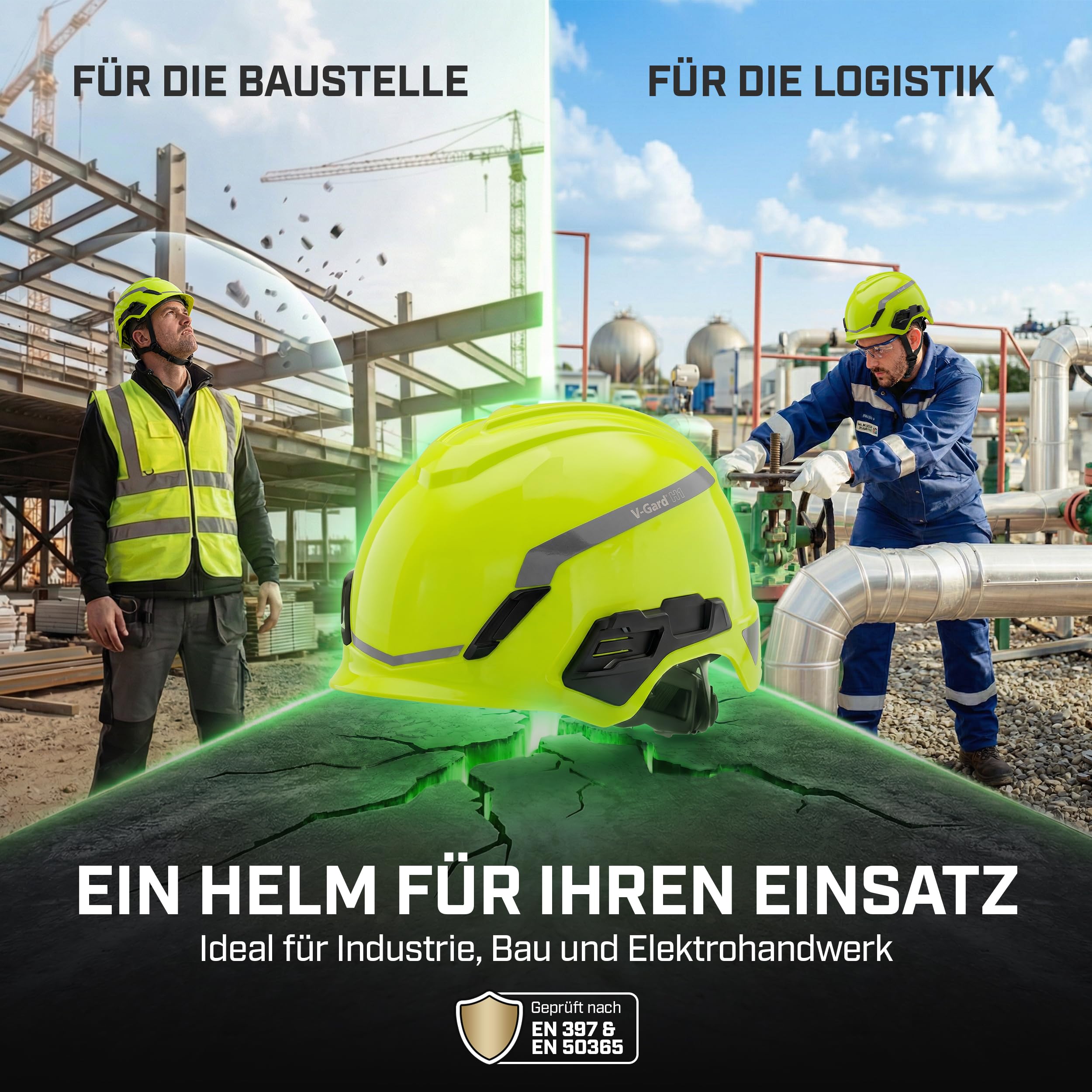MSA V-Gard H1 Novent Casque de chantier – Casque de protection non ventilé pour chantier et électricien – Casque conforme à la norme DIN EN 397 pour le travail