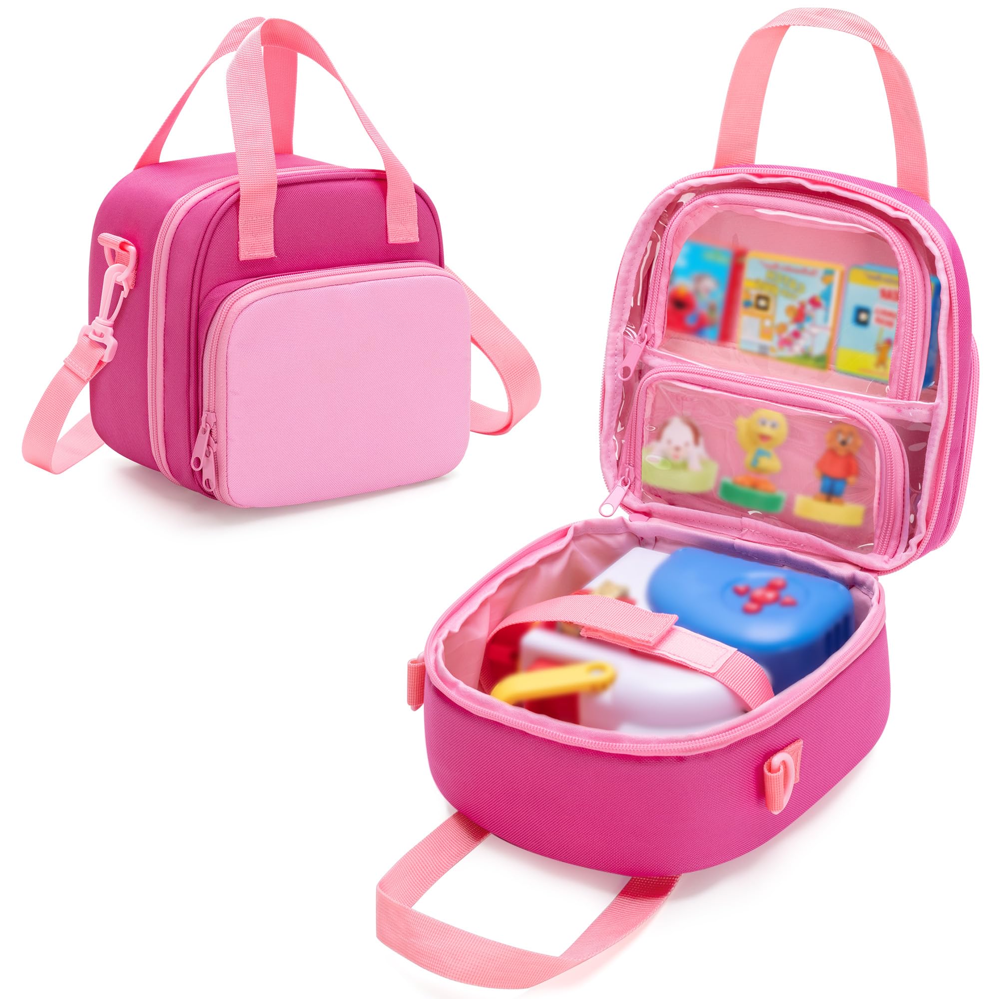 LoDrid Carrying Case Compatible with Little Tikes Story Dream Machine Starter Set, Multiple Pockets for Books and Accessories, Pink, Bag Only (Patent