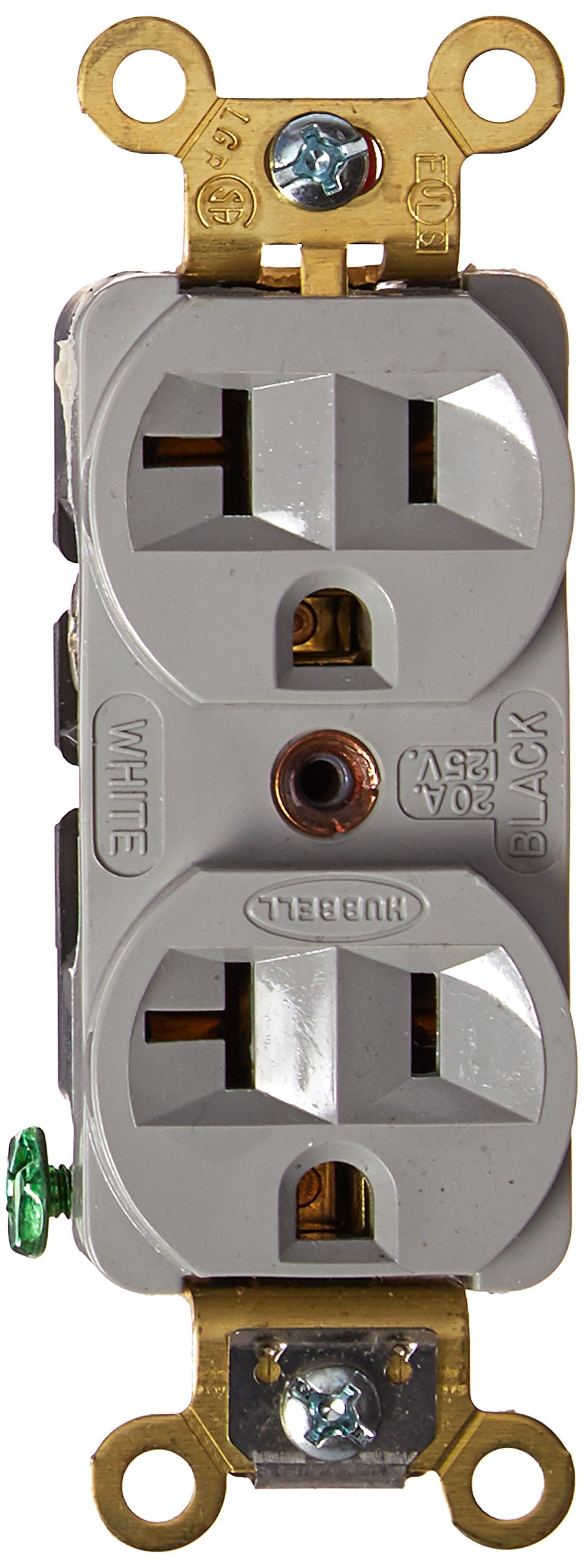 Hubbell HBL5352GY Duplex Receptacle, Industrial Grade, 20 amp, 125V, 5-20R, Gray