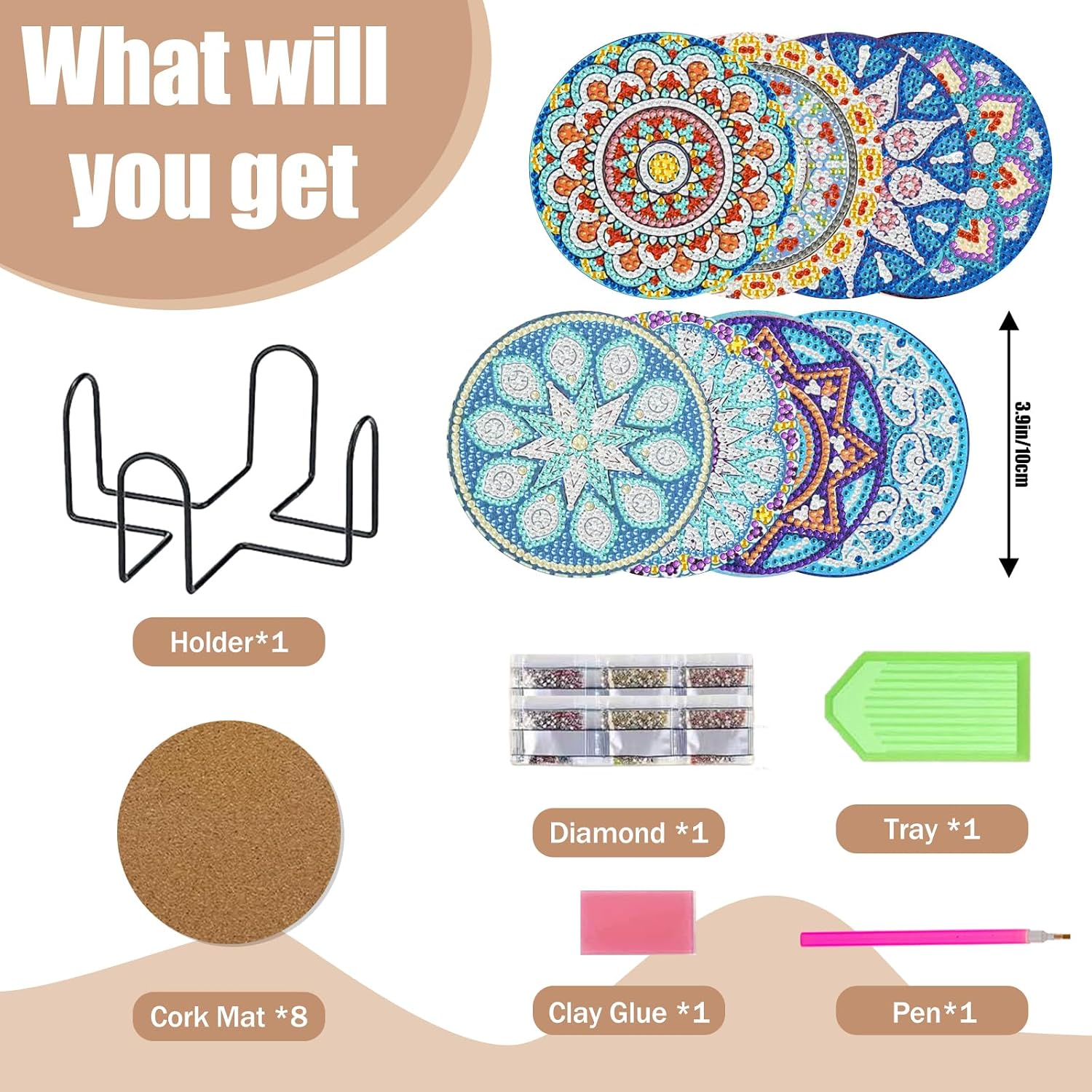 CRZMODE 8 Pcs Diamond Art Coasters Kits, Mandala Diamond Painting Coasters image 4