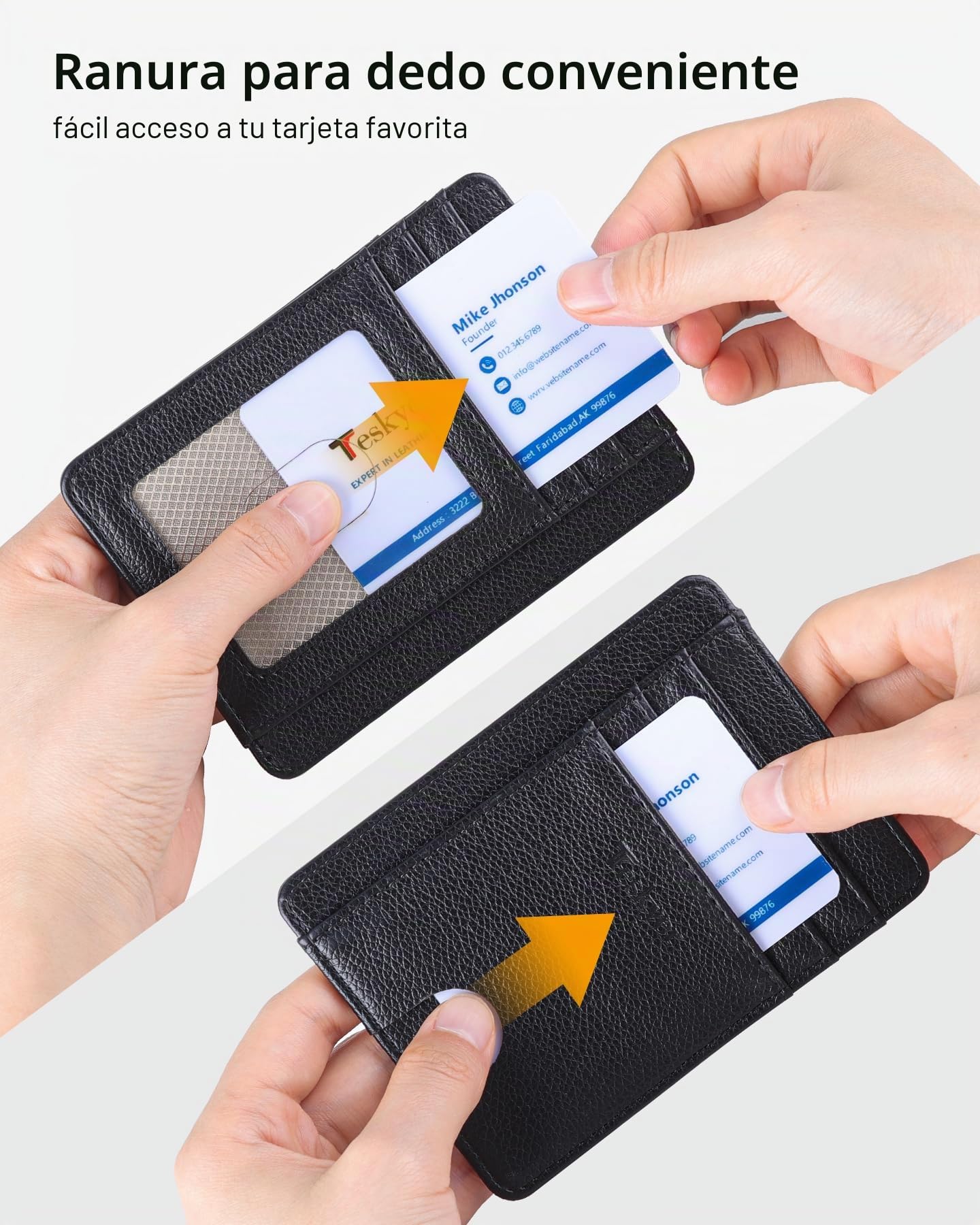 Teskyer Cartera Hombre Pequeña con Protección RFID, Negro