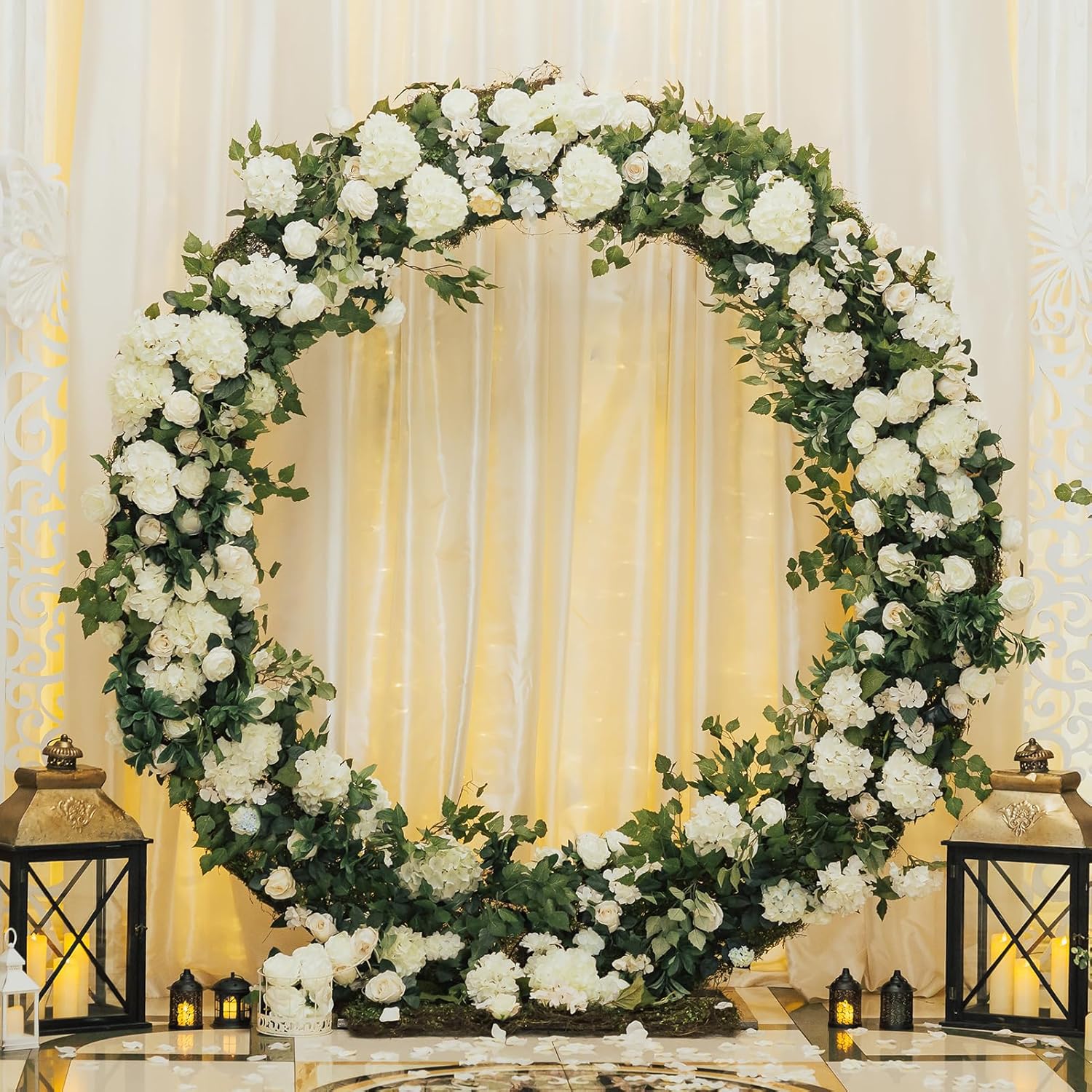 Auihiay 304 PCS Hydrangea Artificial Flowers, Silk Artificial Flowers Heads with Stems, Lifelike Faux White Flowers for DIY Wedding Party, Arch and Background, Home, Garden, Baby Shower Decor - Image 6