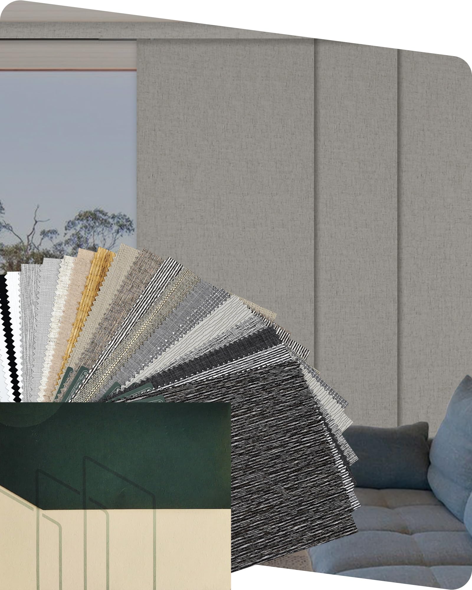 Yoolax Custom XL Smart Sliding Door Blinds, Fabric Blackout Vertical Blinds for Glass Doors.Hanging Room Divider, Patio Doors, Closet Doors, Fabric Sample (Multicolor)