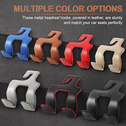 Miniatura 10 de LivTee Gancho de cuero superior mejorado para reposacabezas del asiento del automóvil, 2 en 1, gancho para asiento de automóvil, accesorios