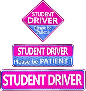 3PCS Car Student Driver Sticker, Non Magnetic Reflective New Driver Safety Warning Decal, Self-Adhesive Please Be Patient Rookie Driver Bumper Sticker Sign, Car Accessories