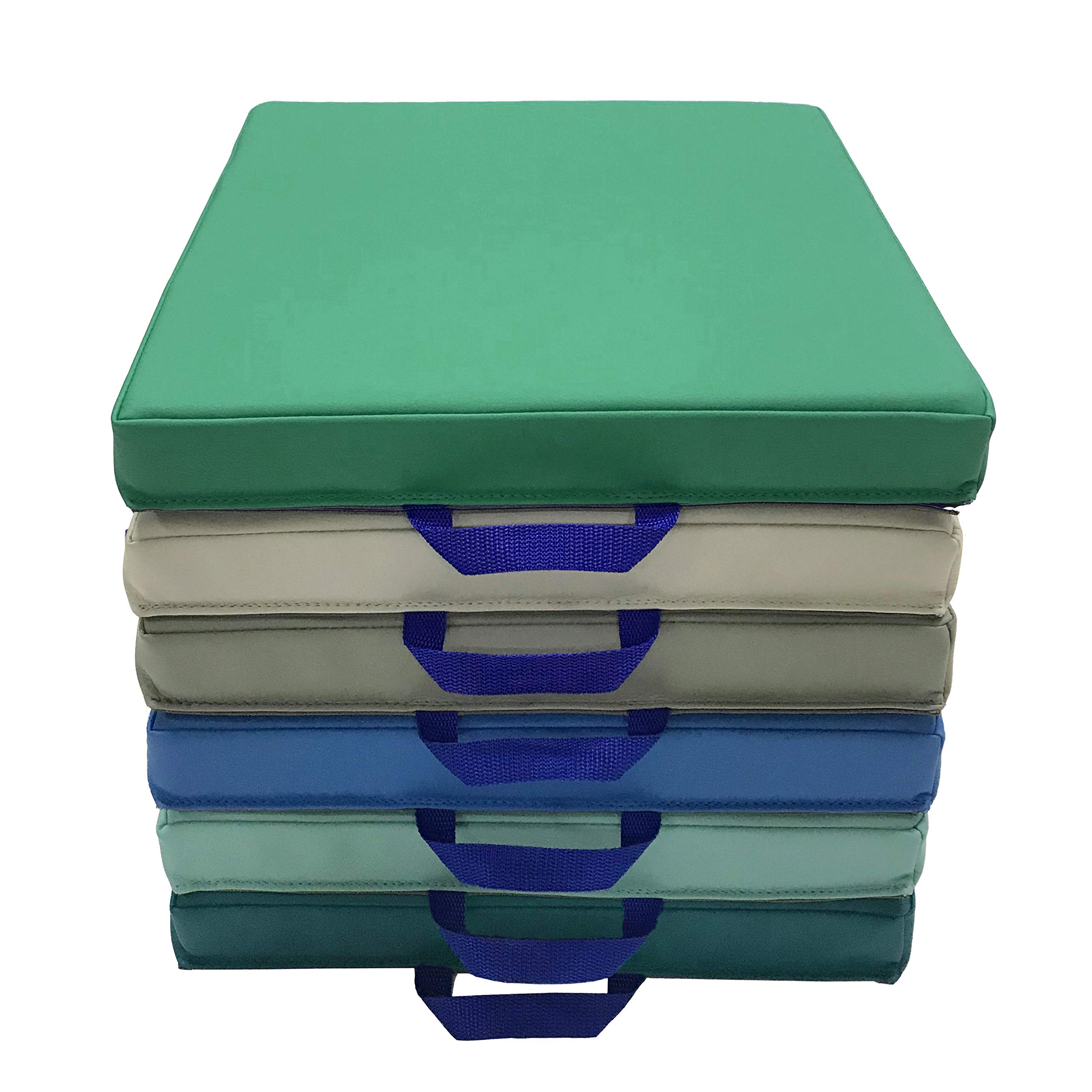 Factory Direct Partners SoftScape 15 inch Square Classroom Floor Cushions with Handles; Flexible Seating for Daycare, Preschool, Playroom; 2 inch Thick Deluxe Foam (6-Piece) - Contemporary, 12228-CT