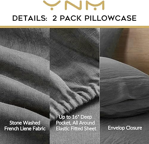 Miniatura 8 de YnM Paquete de 2 fundas de almohada refrescantes, tamaño King (21 x 40 pulgadas), gris oscuro