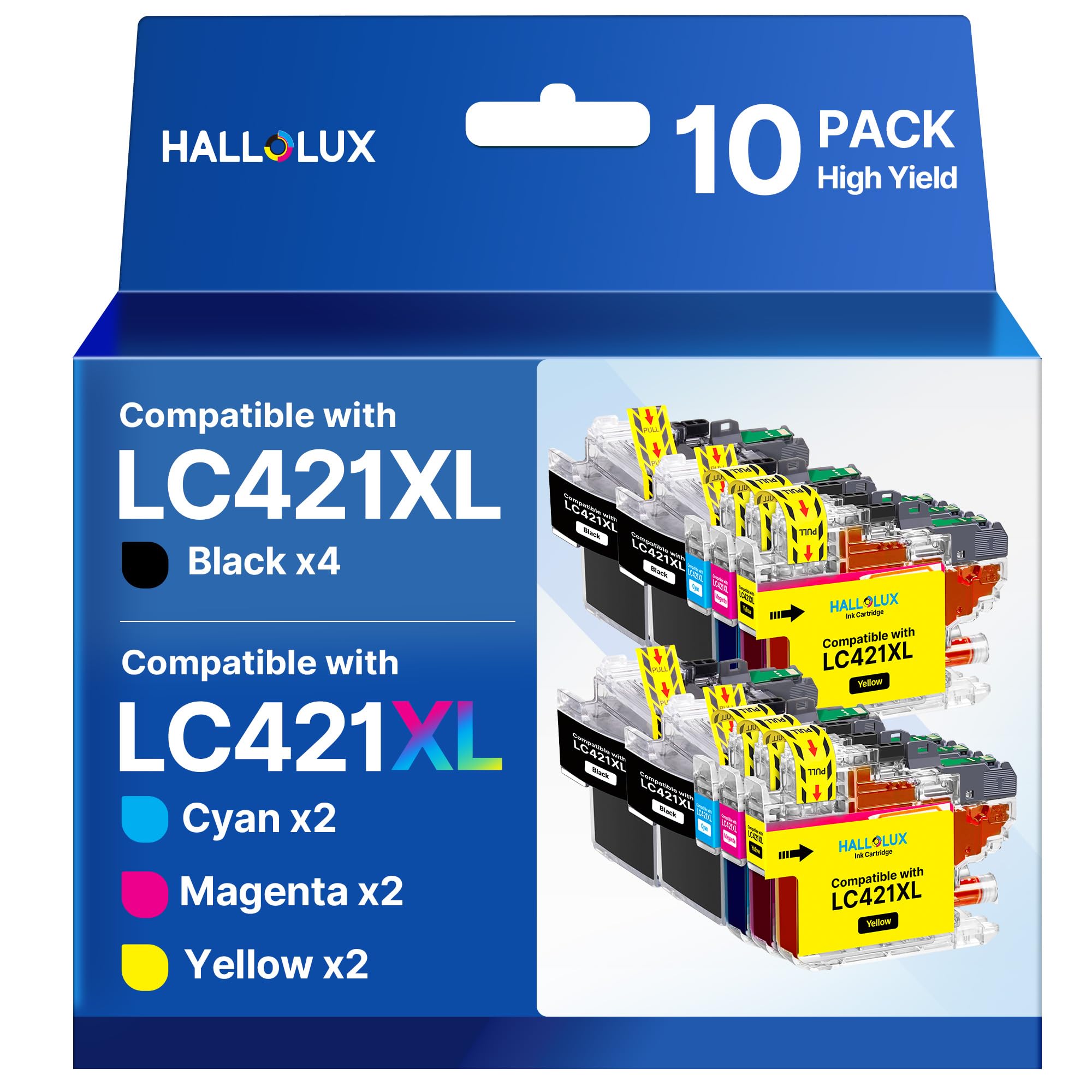 LC421XL LC421 LC-421XL Patronen LC-421 Multipack Druckerpatronen LC 421 für Brother LC421 LC-421 XL Patronen für Brother DCP-J1050DW MFC-J1010DW DCP-J1140DW Drucker WLAN Hohe (10er-Pack)
